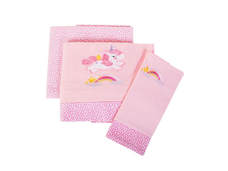 ΣΕΝΤΟΝΙΑ ΣΕΤ 3 τεμ ΒΡΕΦ Cotton 100% 120Χ170 UNICORN 41 ΡΟΖ
