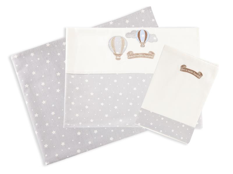 ΣΕΝΤΟΝΙΑ ΣΕΤ 3 τεμ ΒΡΕΦ Cotton 100% 120Χ170 ΑΕΡΟΣΤΑΤΟ 01 ΕΚΡΟΥ/ΓΚΡΙ