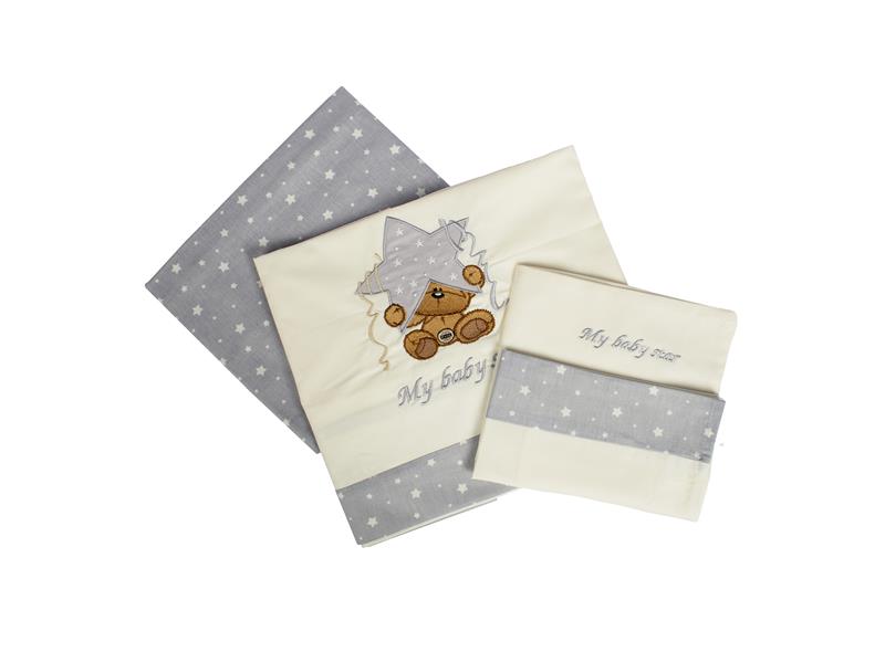 ΣΕΝΤΟΝΙΑ ΣΕΤ 3 τεμ ΒΡΕΦ Cotton 100% 120Χ170 ΑΣΤΕΡΙ 129 ΕΚΡΟΥ/ΓΚΡΙ