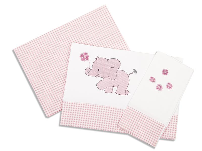 ΣΕΝΤΟΝΙΑ ΣΕΤ 3 τεμ ΒΡΕΦ Cotton 100% 120Χ170 ΕΛΕΦΑΝΤΑΚΙ 17 ΛΕΥΚΟ/ΡΟΖ