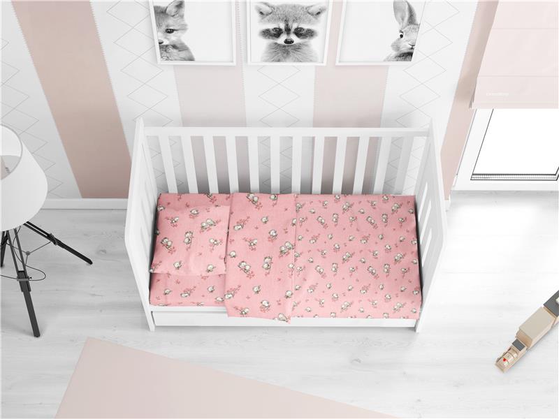 ΣΕΝΤΟΝΙΑ ΕΜΠΡΙΜΕ ΣΕΤ 3 τεμ ΒΡΕΦ Flannel Cotton 100% 120Χ160 Birds 15 Pink