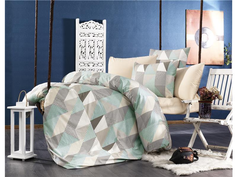 ΣΕΝΤΟΝΙΑ ΕΜΠΡΙΜΕ ΣΕΤ 3 τεμ ΕΝΗΛ Flannel Cotton 100% 160Χ240 Geometrical 330 Green-Beige