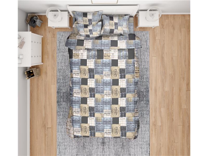 ΣΕΝΤΟΝΙΑ ΕΜΠΡΙΜΕ ΣΕΤ 3 τεμ ΕΝΗΛ Flannel Cotton 100% 160Χ240 Squairs 01