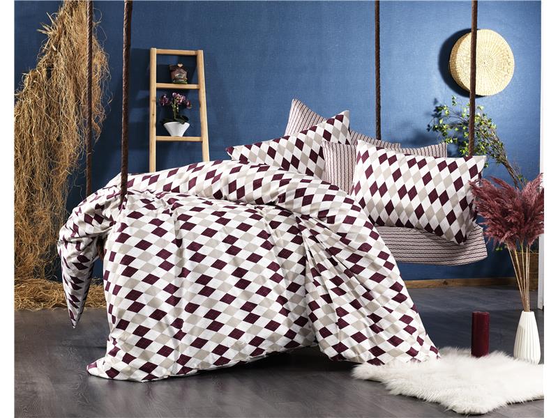 ΣΕΝΤΟΝΙΑ ΕΜΠΡΙΜΕ ΣΕΤ 4 τεμ ΕΝΗΛ Flannel Cotton 100% 220Χ240 Diamond 326 Burgundy