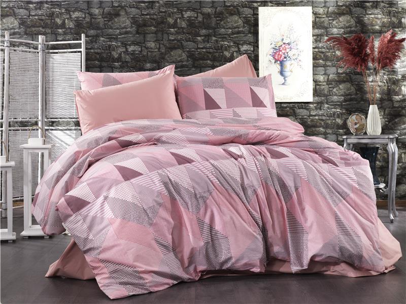 ΣΕΝΤΟΝΙΑ ΕΜΠΡΙΜΕ ΣΕΤ 4 τεμ ΕΝΗΛ Flannel Cotton 100% 220Χ240 Geometrical 331 Pink-Salmon