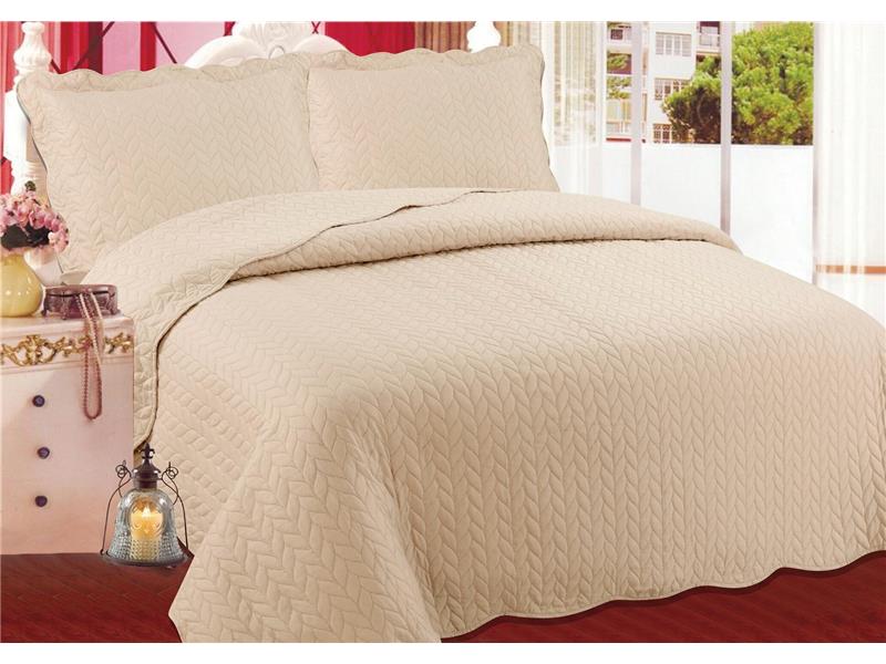 ΚΟΥΒΕΡΛΙ σετ (220cm x 240cm + 2 x 50cm x 70cm) φύλλο light brown