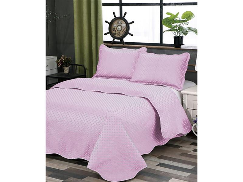 ΚΟΥΒΕΡΛΙ σετ( 220cm x 240cm + 2 x 50cm x 70cm dot pink