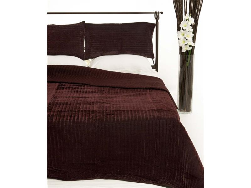 ΚΟΥΒΕΡΛΙ σετ (220cm x 240cm + 2 x 50cm x 70cm) VELVET μελιτζανί