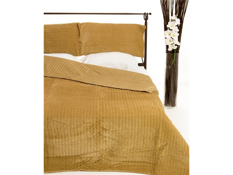 ΚΟΥΒΕΡΛΙ σετ (220cm x 240cm + 2 x 50cm x 70cm) VELVET χρυσό