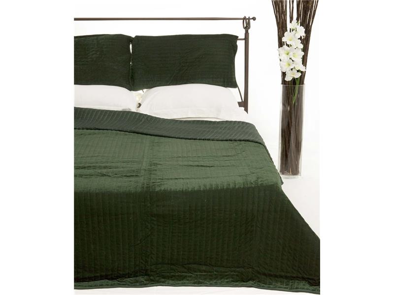 ΚΟΥΒΕΡΛΙ σετ (220cm x 240cm + 2 x 50cm x 70cm  VELVET πράσινο