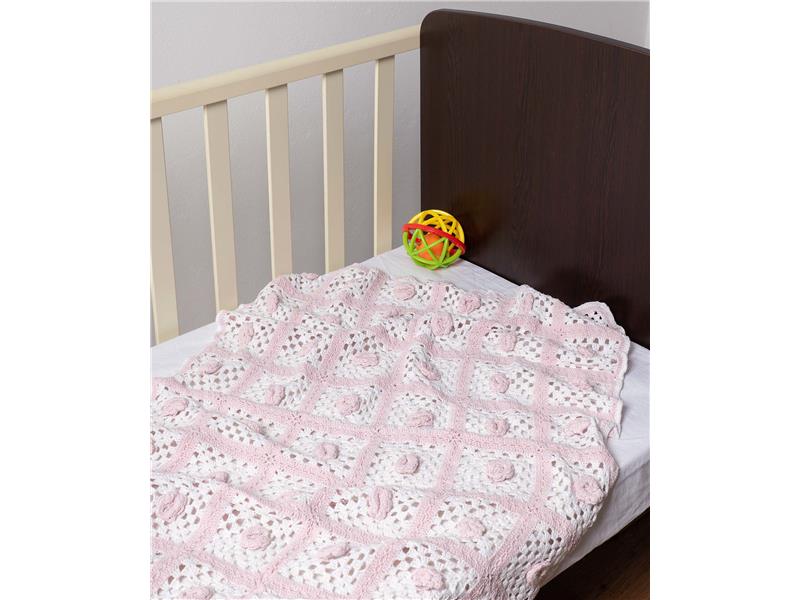 bebe κουβερτάκι (100cm x 150cm ) πλεκτό ροζ/λευκό