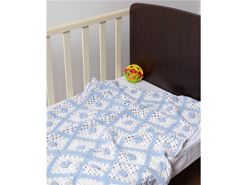 bebe κουβερτάκι (75cm x 100cm ) πλεκτό σιέλ/λευκό