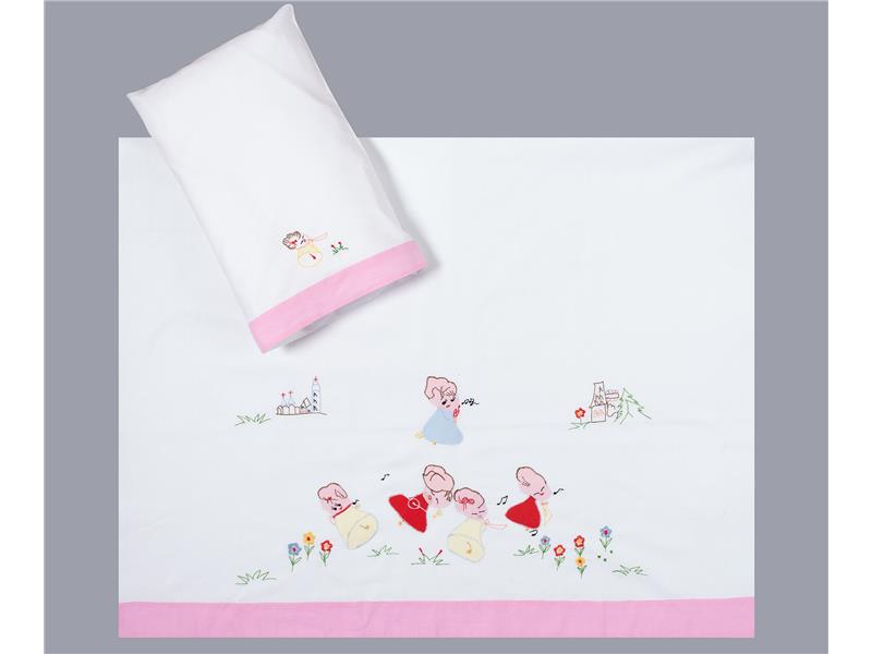 bebe σεντόνι (85cm x 135cm + 26cm x 40cm) ροζ