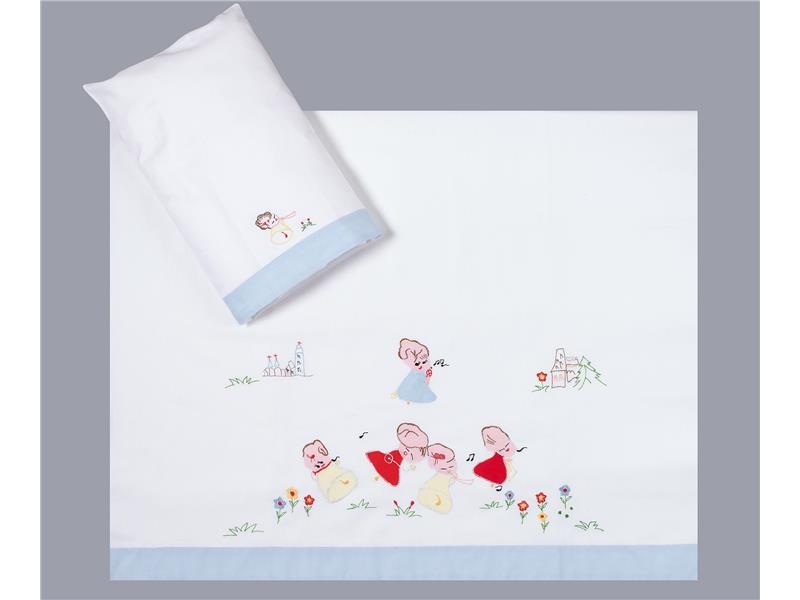 bebe σεντόνι (85cm x 135cm + 26cm x 40cm) σιέλ