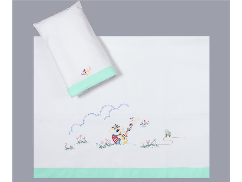 bebe σεντόνι (85cm x 135cm + 26cm x 40cm) πράσινο