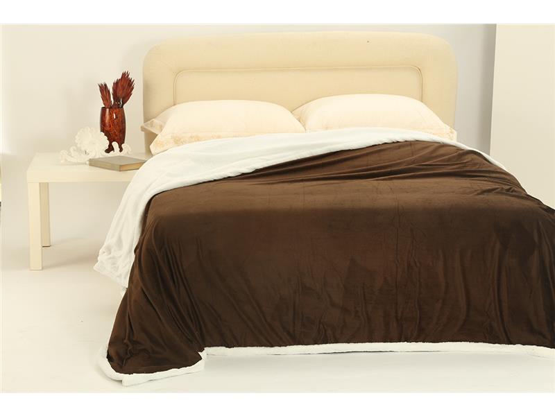 κουβέρτα fleece με sherpa (170cm x 220cm) ξυρισμένο καφέ