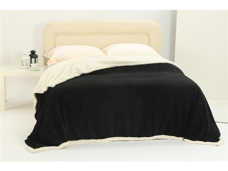 κουβέρτα fleece με sherpa (220cm x 240cm) pineapple μαύρο