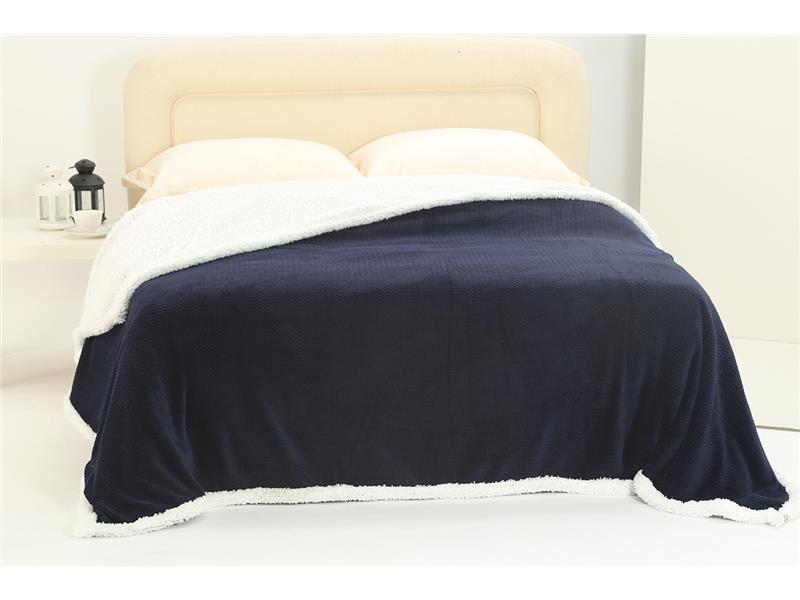 κουβέρτα fleece με sherpa (220cm x 240cm) pineapple μπλέ