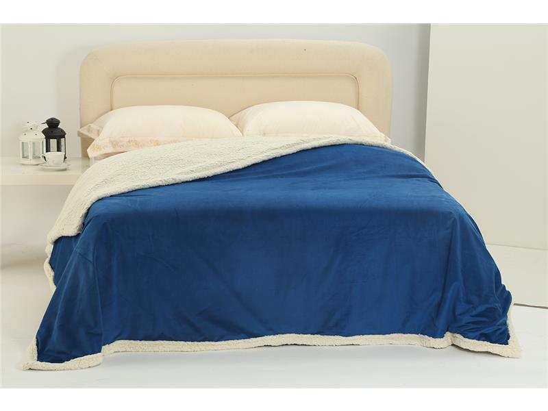κουβέρτα fleece με sherpa (220cm x 240cm) shaved royal blue
