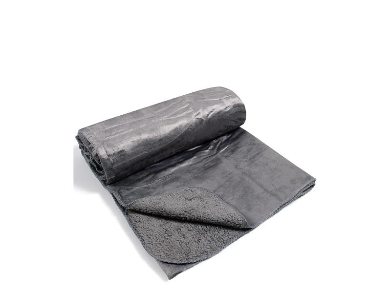 κουβέρτα velvet fleece με sherpa (170cm x 220cm) γκρί