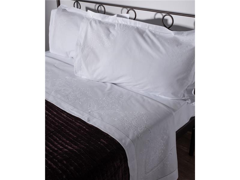 Χειροποίητο σεντόνι 2468 τριών τεμαχίων (225cm x 270cm) λευκό