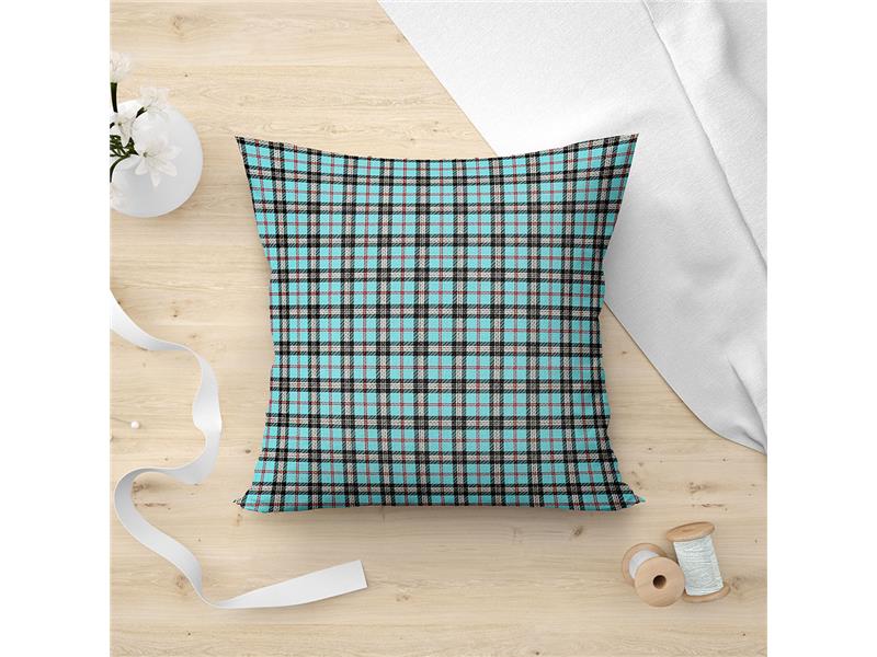 LINO ΜΑΞΙΛΑΡΟΘΗΚΗ TARTAN 601 TURQUOISE 45X45