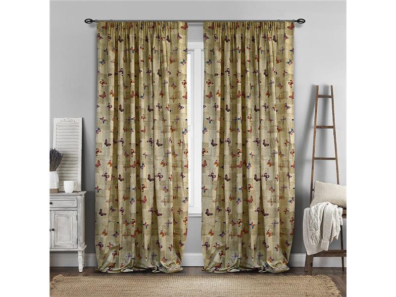 LINO ΚΟΥΡΤΙΝΑ PAPILLON 101 ΜΕ ΤΡΕΣΑ BEIGE 135X270