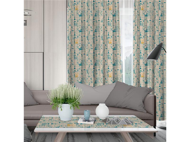 LINO ΚΟΥΡΤΙΝΑ KAU 701 ΜΕ ΤΡΕΣΑ BLUE 135X270