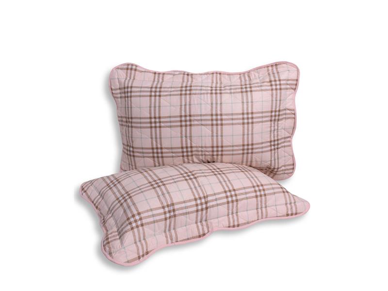 Μαξιλαροθήκη patch (50cm x 77cm) καρρώ ρόζ τεμάχιο