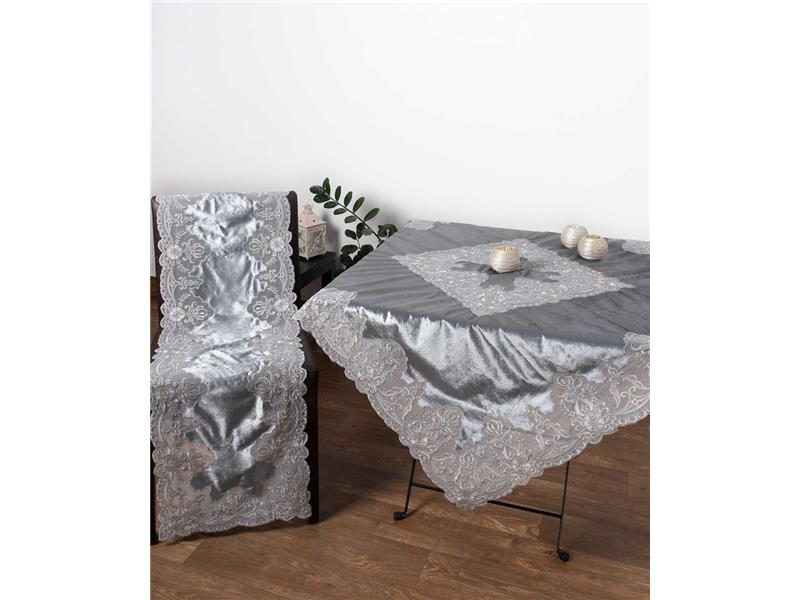 Τραπεζοκαρέ (135cm X 135cm) YL169-14B VELVET ΓΚΡΙ