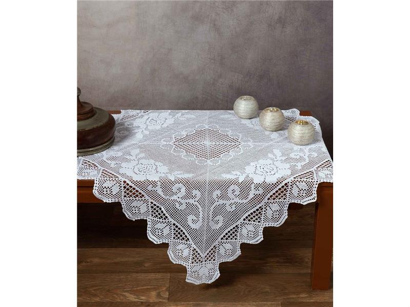 Χειροποίητο μερσεριζέ πλεκτό καρέ 6125 (90cm x 90cm) λευκό