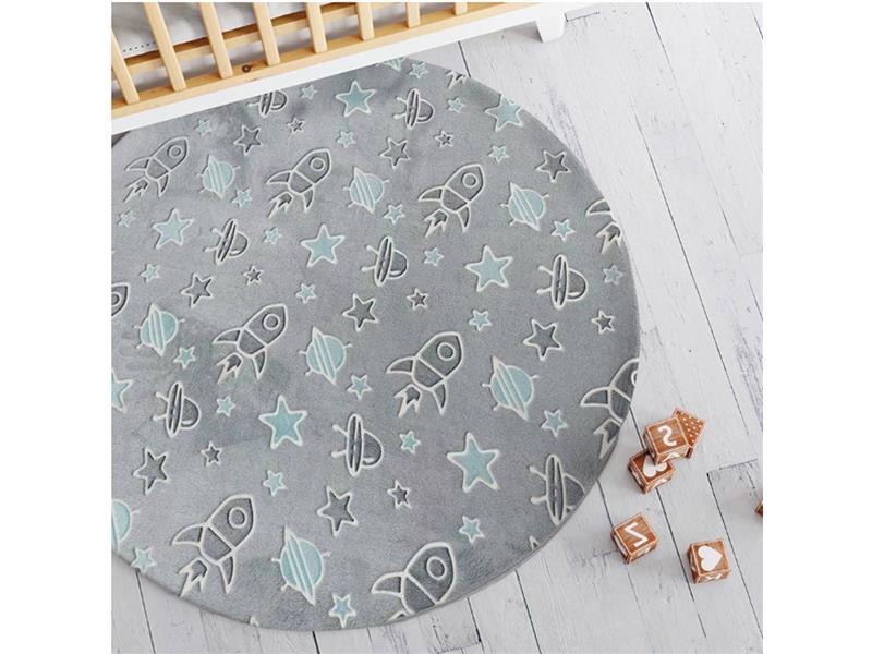 Παιδικό Χαλί Φωσφοριζέ Borea Space Στρογγυλό 120 cm