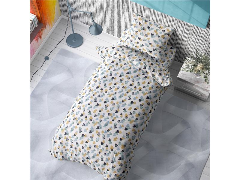 ΣΕΝΤΟΝΙΑ ΕΜΠΡΙΜΕ ΣΕΤ 2 τεμ ΠΑΙΔ Cotton 100% 160Χ240 Hearts 11 Grey-Green