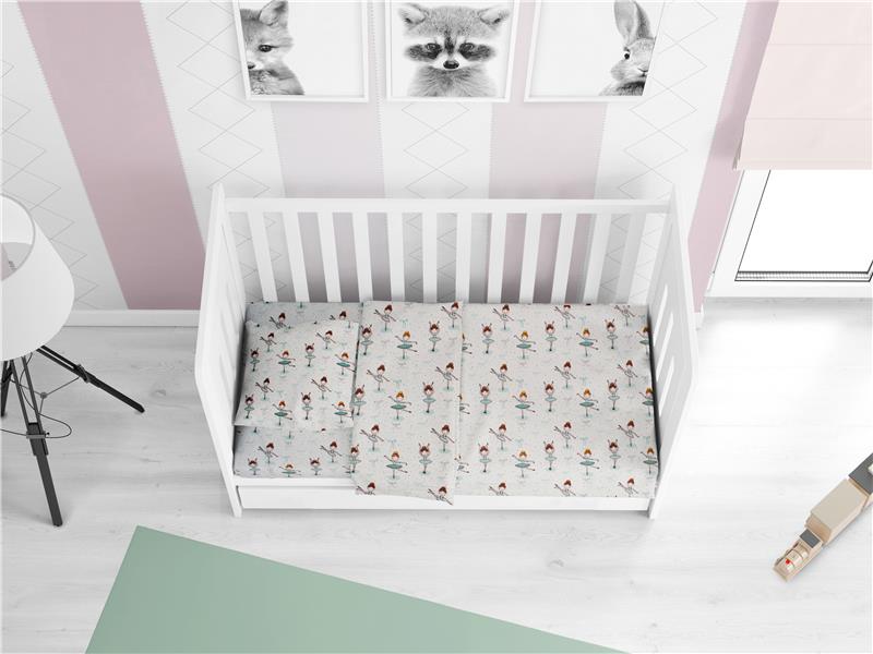 ΣΕΝΤΟΝΙΑ ΕΜΠΡΙΜΕ ΣΕΤ 3 τεμ ΒΡΕΦ Flannel Cotton 100% 120Χ160 Μπαλαρίνα 166 Green