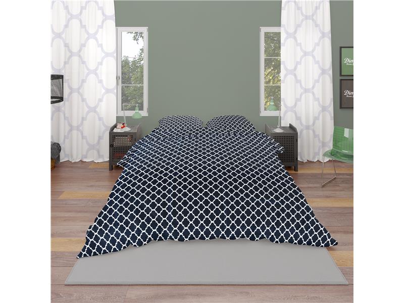 ΣΕΝΤΟΝΙΑ ΕΜΠΡΙΜΕ ΣΕΤ 4 τεμ  Cotton 100% 220Χ240 Windows 175  Dark blue-White