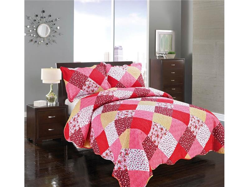 ΚΟΥΒΕΡΛΙ σετ (220cm x 240cm + 2 x 50cm x 70cm) ΚΟΚΚΙΝΟ ΚΑΡΡΩ