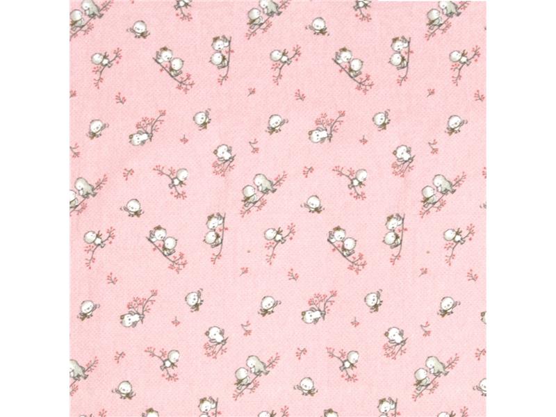 ΠΑΝΑ ΦΑΝΕΛΑ ΒΡΕΦ Flannel Cotton 100% 80X80 Birds 15 Pink