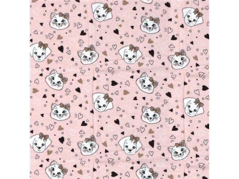 ΠΑΝΑ ΦΑΝΕΛΑ ΒΡΕΦ Flannel Cotton 100% 80X80 Puppy-Kitten 18 Pink