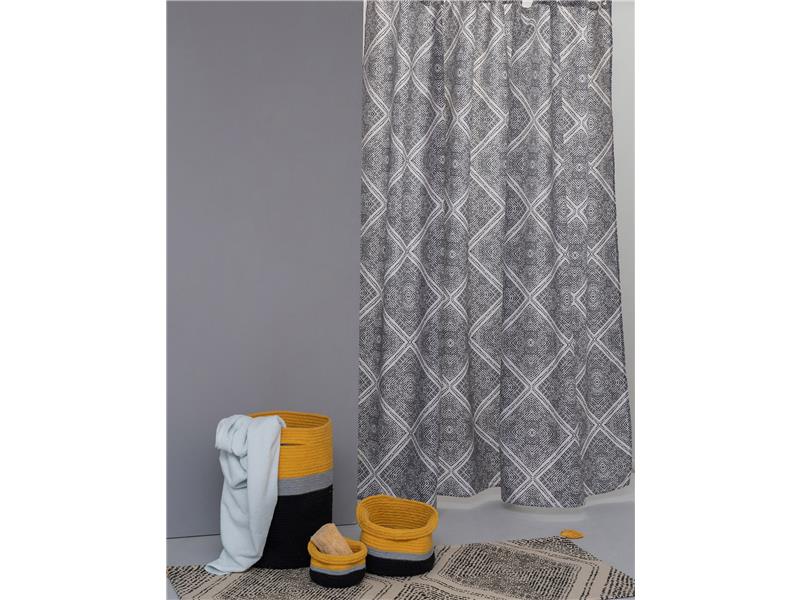 Κουρτινα Μπανιου Με 12 Κρικους TILES Palamaiki