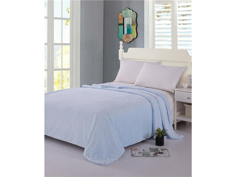 κουβέρτα fleece με sherpa (220cm x 240cm) κοτλέ σιέλ