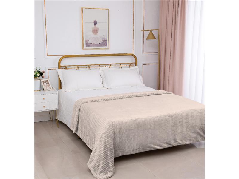 Κουβέρτα με sherpa damask (220cm x 240cm) camel