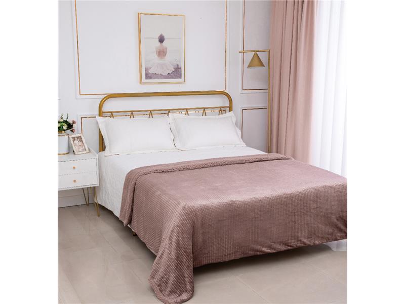 Κουβέρτα με sherpa damask (170cm x 220cm) syklamen