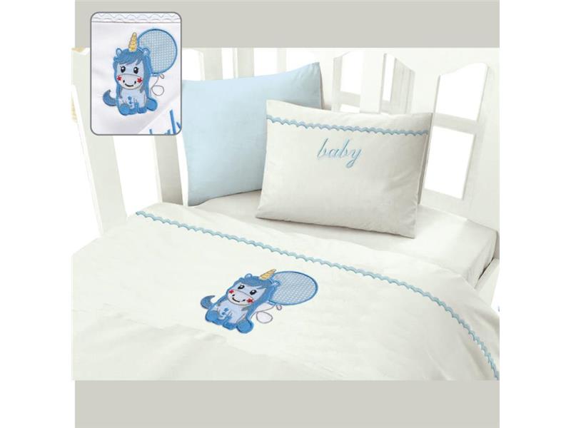 Σεντόνια Κούνιας (Σετ) (120X160) Μονόκερος Σιέλ