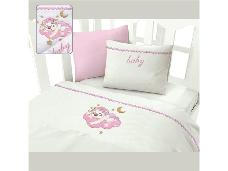 Σεντόνια Κούνιας (Σετ) (120X160) Γάτα Ρόζ