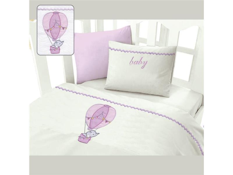 Σεντόνια Κούνιας (Σετ) (120X160) Αερόστατο Ρόζ