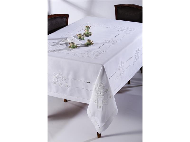 Χειροποίητο τραπεζομάντηλο 373 (170cm x 220cm) Λευκό