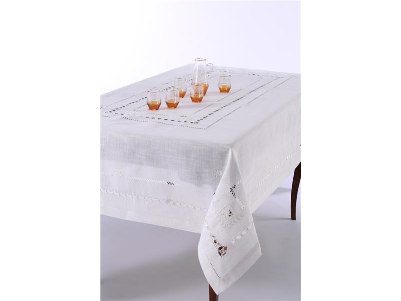 Χειροποίητο τραπεζομάντηλο 9108 (180cm x 180cm) λευκό