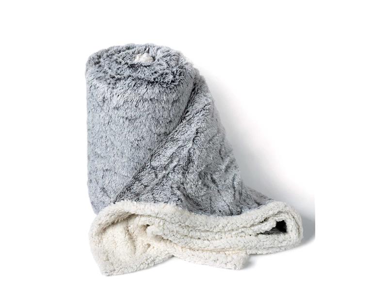 κουβέρτα fleece με sherpa (170cm x 220cm) animal γκρί