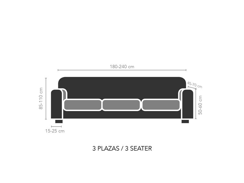 Ελαστικό Κάλυμμα Τριθέσιου Καναπέ Daniela Γκρί