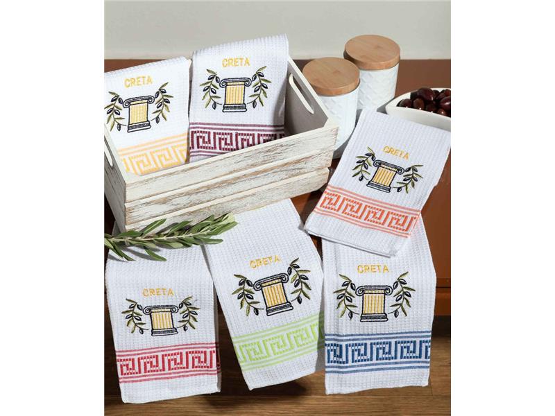 Σετ 12 τεμαχίων ποτηρόπανα (45cm x 65cm) κίωνας CRETA